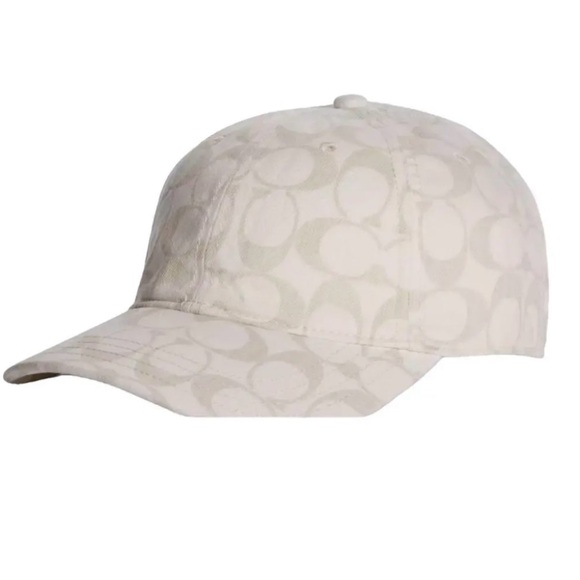 Coach Accessories - Coach Chalk white beige signature logo baseball cap